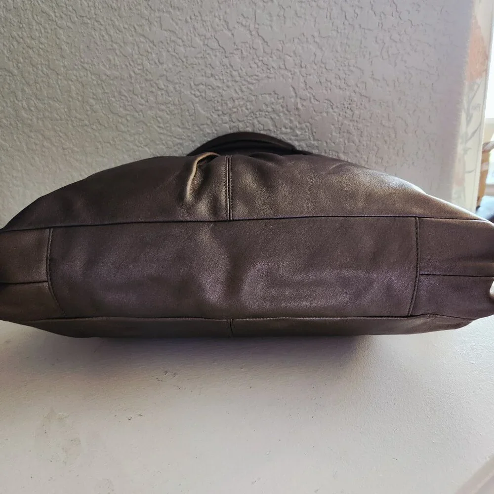 Euc Coach Ashley Bronze Leather Shoulder Bag Handbag Purse